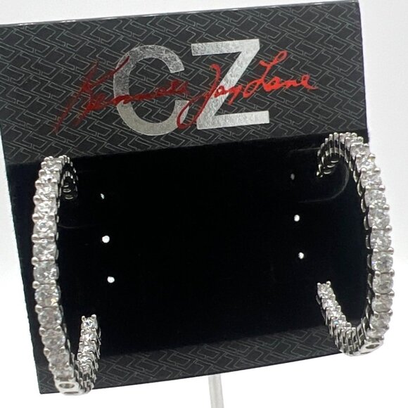 Kenneth Jay Lane Jewelry - Kenneth Jay Lane Earrings CZ Hoop Inside Out Silver Tone Original Card